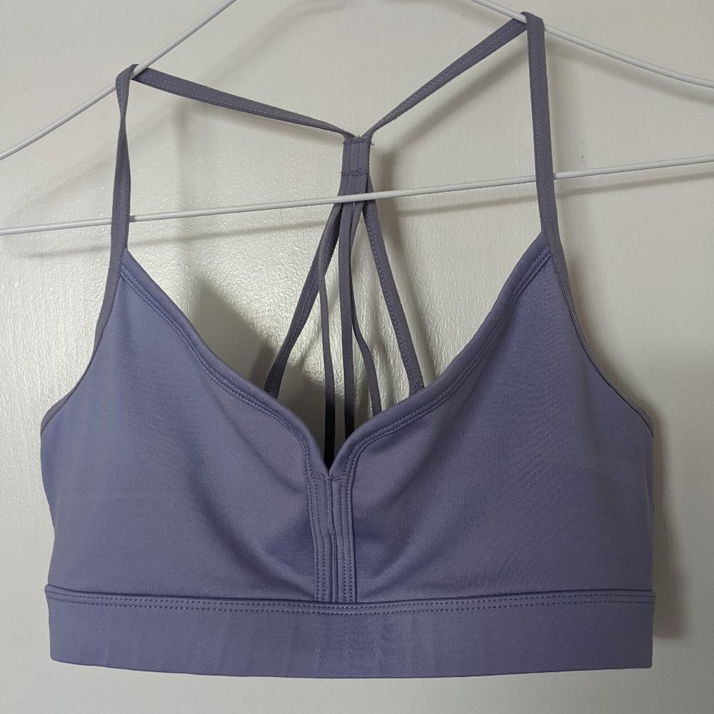 strappy light support lilac sports bra